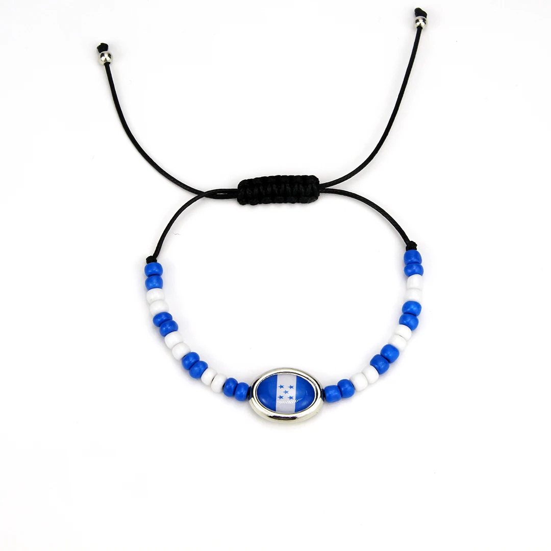 American Custom Company team Flag Bracelet Gift Hand Woven crystal polymer clay USA Puerto Rico Honduras Guatemala