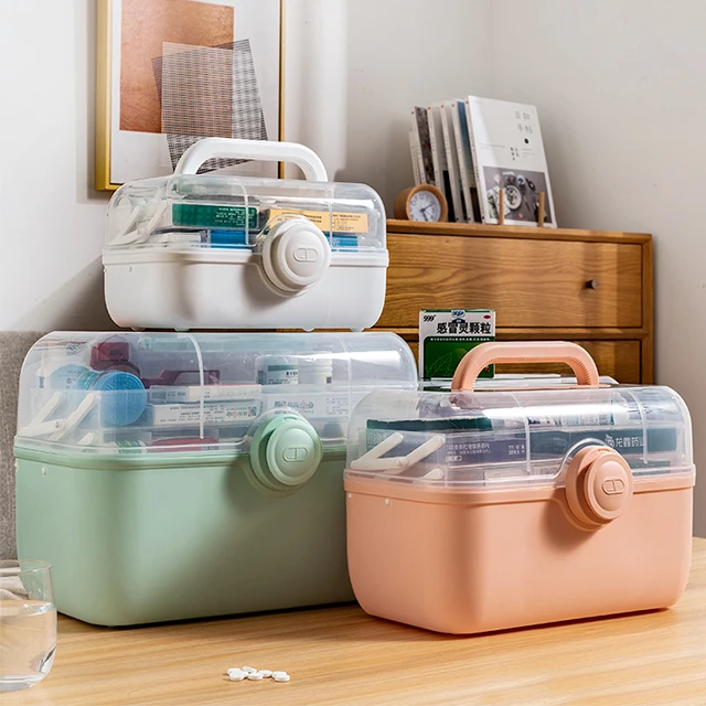 Многоцелевой портативный контейнер для хранения лекарств 3-слойный медицинский шкаф пластиковый ящик первой помощи органайзер макияжа