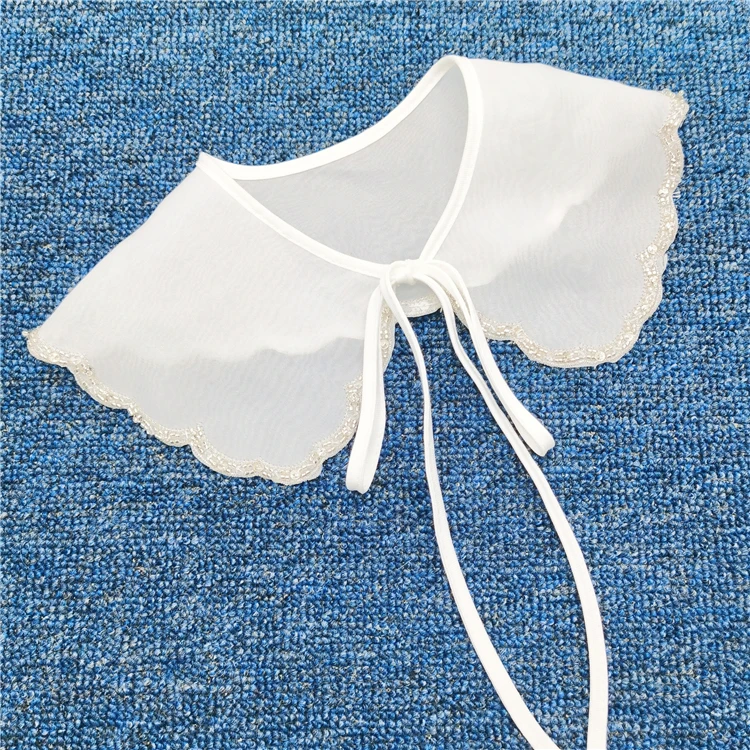 Factory custom collar wavy edge decorative Lace women white false collar detachable