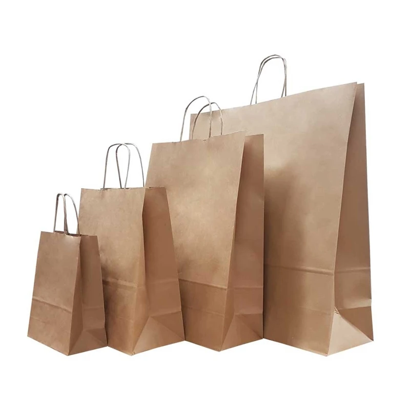 Kraft brown paper 120gr tote shopping recyclable brown kraft paper spout bag custom