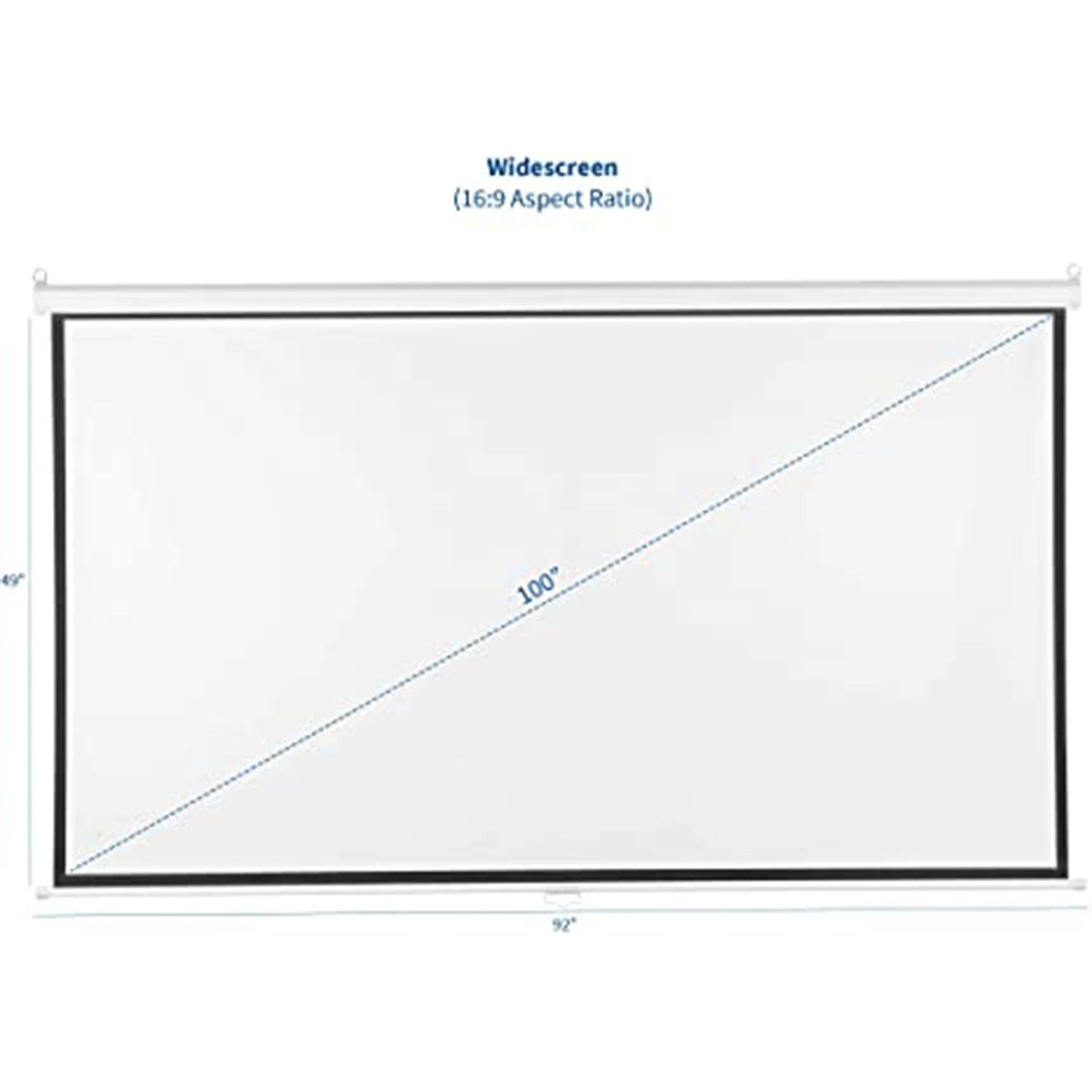 2021 new 100 inch coated white plastic projector screen, 16:9 projection hd manual drop-down screen