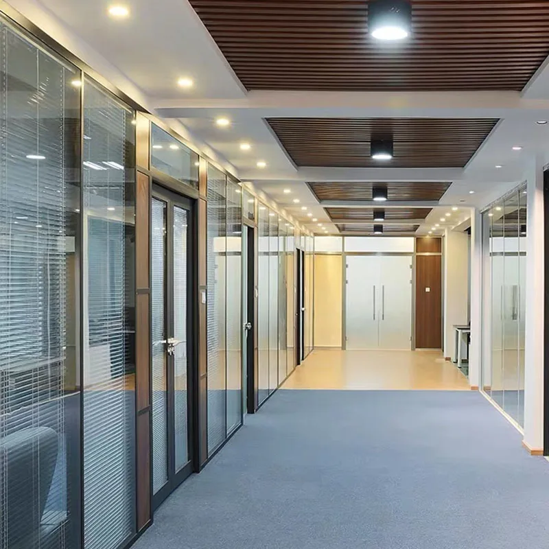 12mm thickness tempered glass aluminum frame demountable partition walls for office