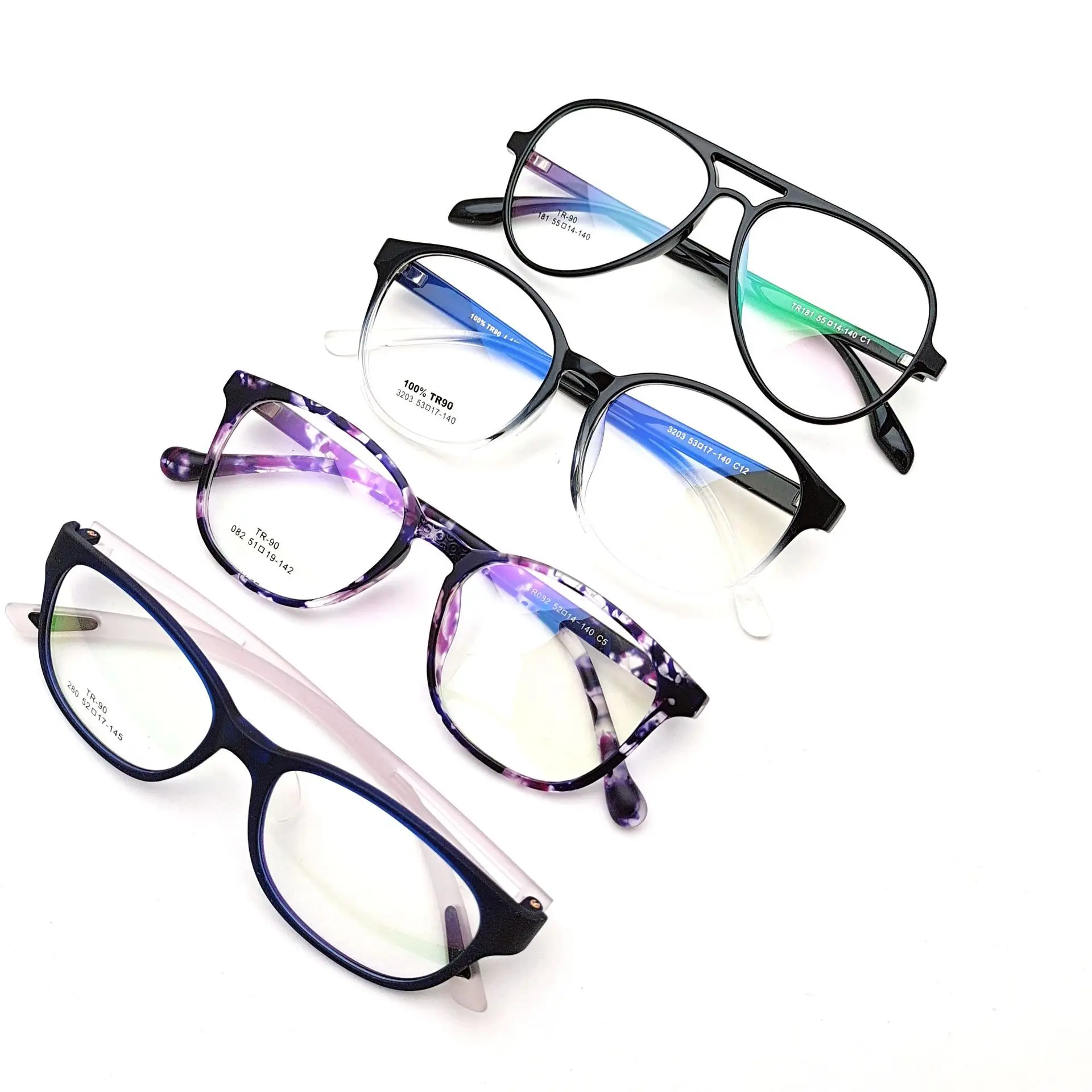 High Quality TR90 Unisex Ultralight and Stock Clearance Fashion Eyeglasses Frames for Male and Female Women TR90 Glasses Random