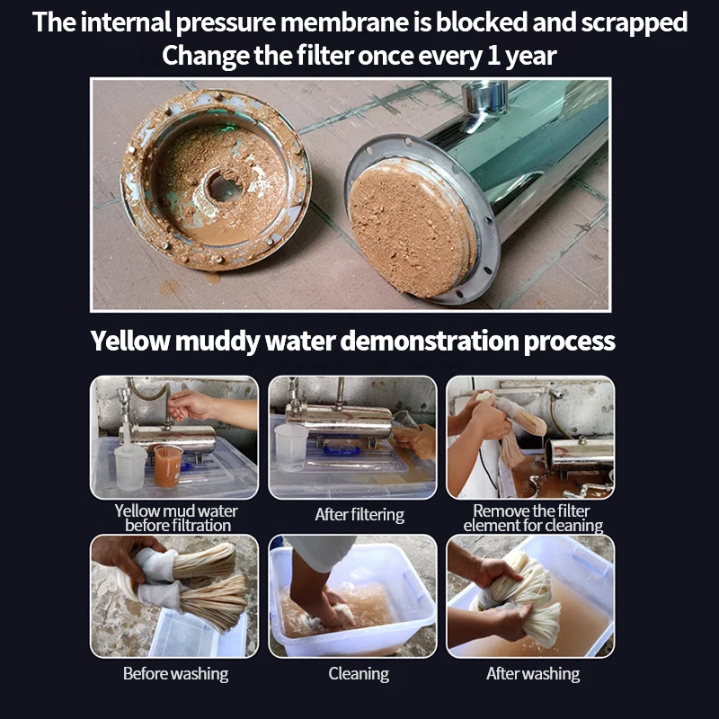 Ultrafiltration Water Purifier with Stainless Steel and PVDF Membrane System Iron Removal Machine for Household RV Outdoor Use