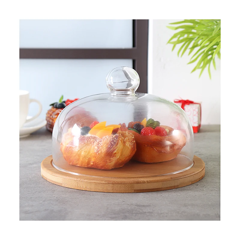 High quality Wholesale Flower Preserved Rose Appetizer Bamboo Tray Cake Stand