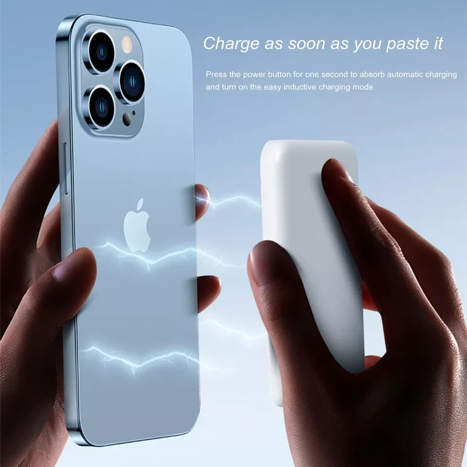 Super mini 5000mah powerbank white original package have logo magnetic for magsafe wireless power bank 14pro max
