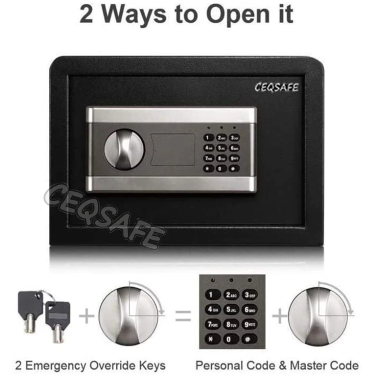 CEQSAFE High-end Mini Size Black Home Cash Box Electronic Money Safe Box