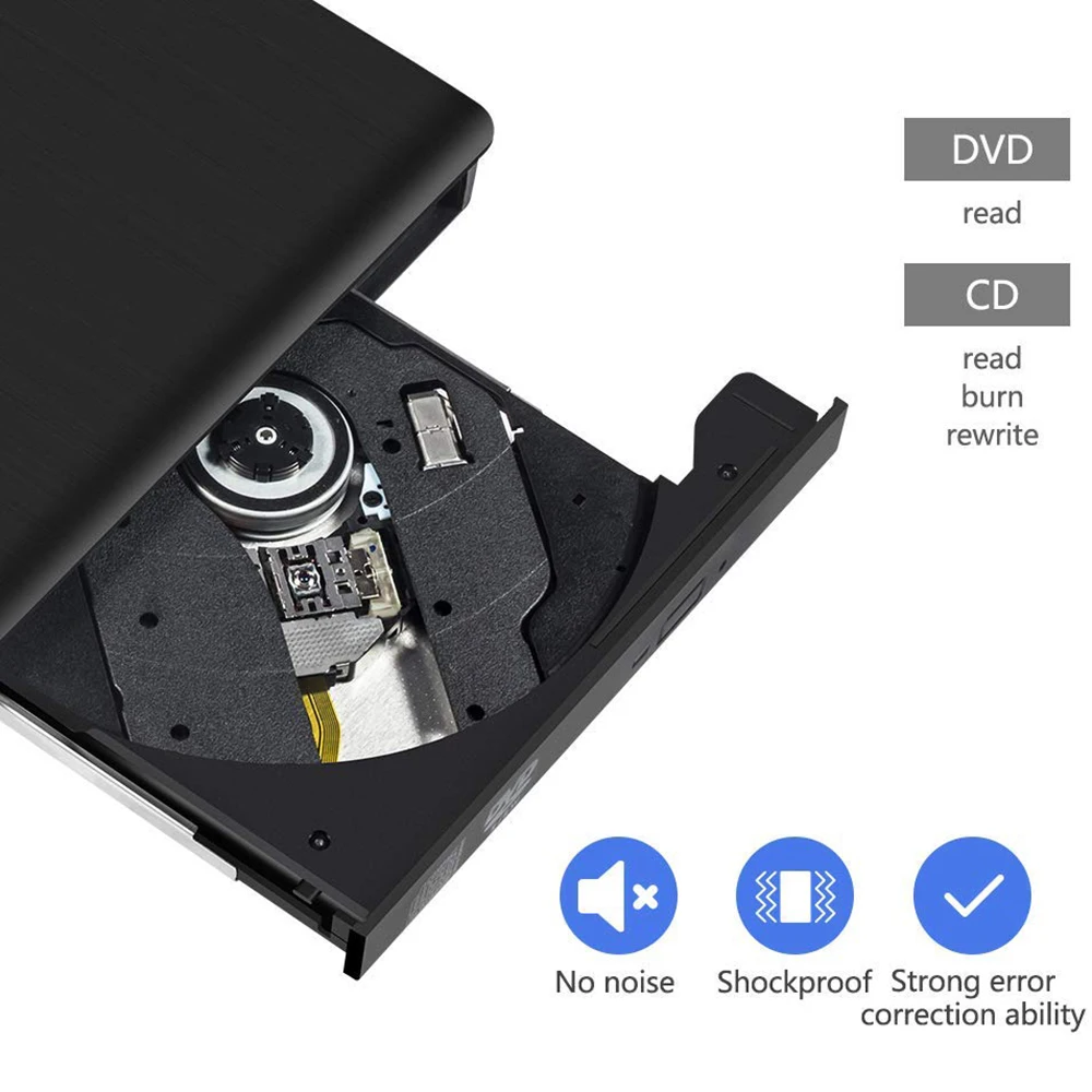 
Raycue USB 3.0 Portable Drive Rewriter Slim External CD DVD Player 