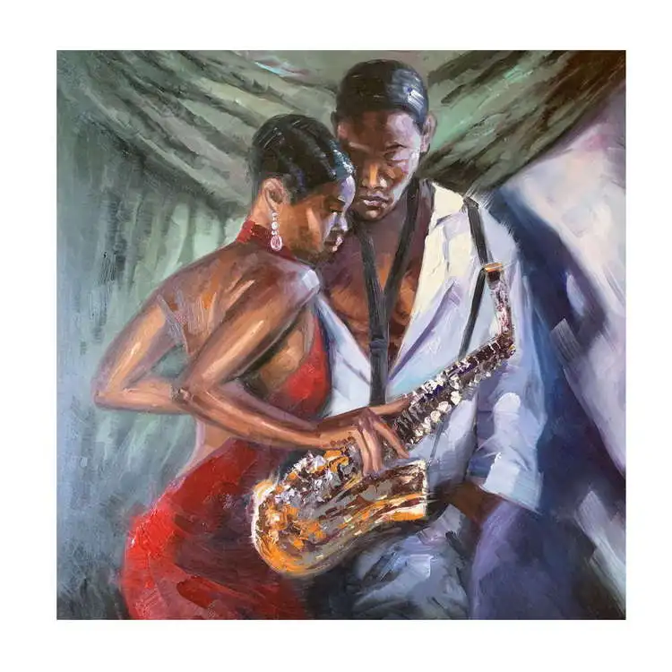 Home Decoration Modern wall art couple dancer black lady Oil Paintings