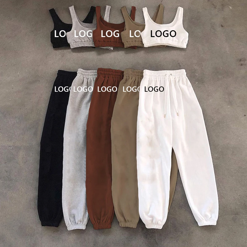
fall 2021 custom logo sport ladies joggers womens crop top two piece pants set street wear outfits women 2 pieces sets clothing 