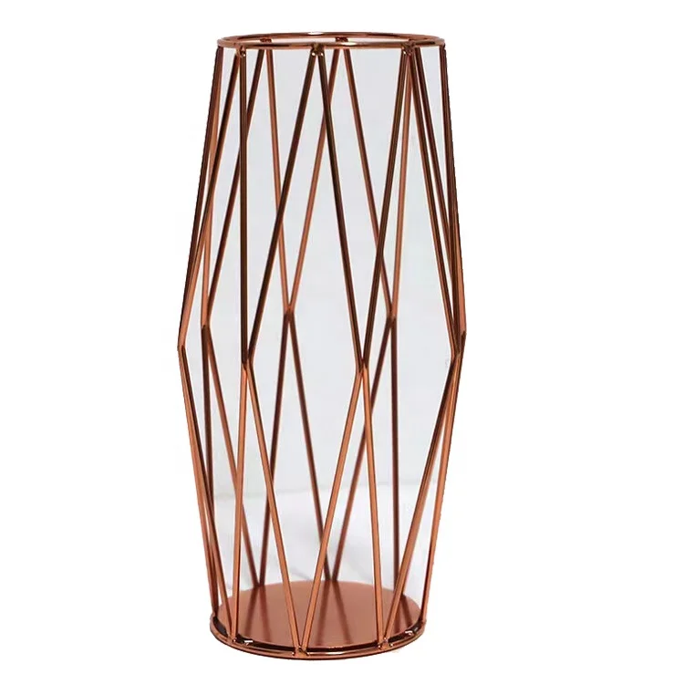 Home Nordic Ins Desktop Diamond Golden Nice Decoratve Metal Flower Vase