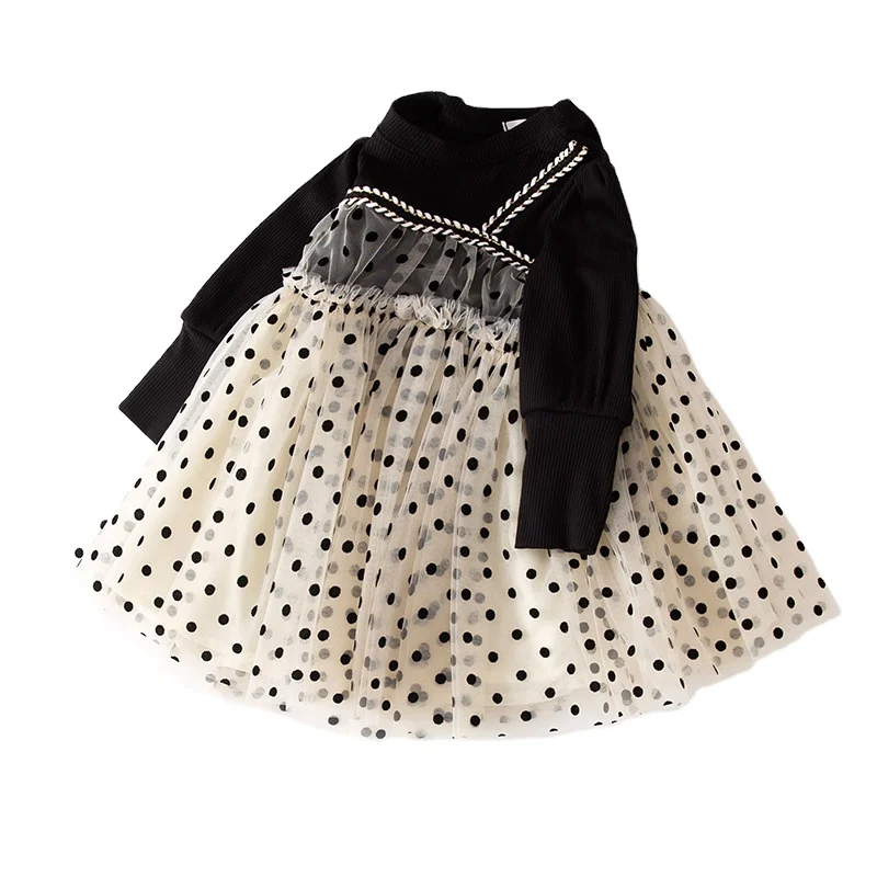2022 Spring Children Dress Lovely Dots Kids Girls Princess Party Dress