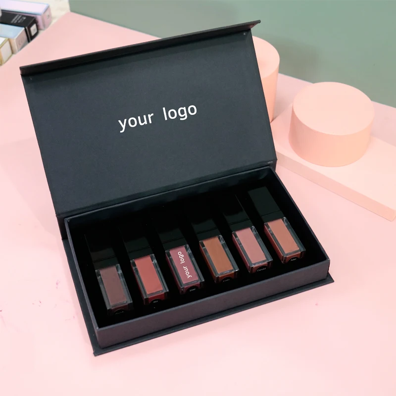 6pcs black pink white Lip set lip stick lipgloss set lip kit private label matte liquid lipstick set
