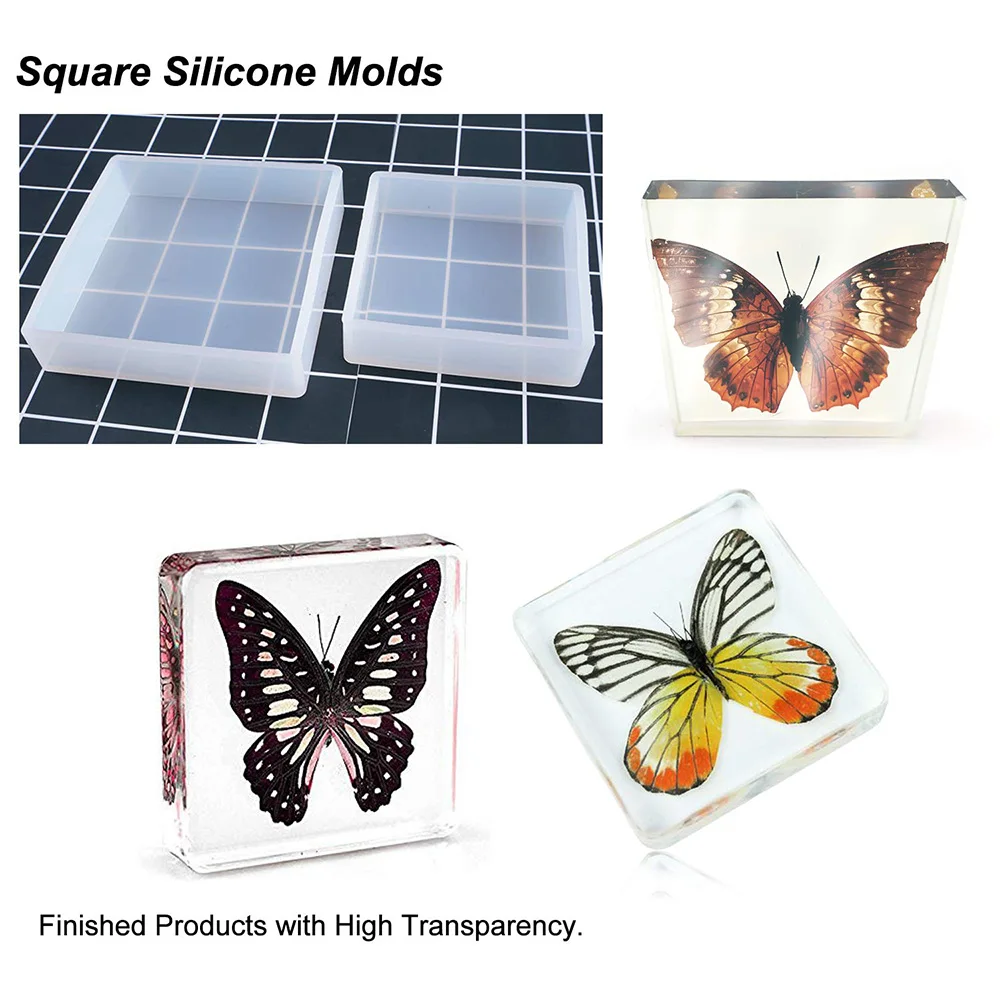 Silicone Resin Molds Epoxy 9 Pack Kit for Casting Epoxy Resin UV Resin Include Square Rectangle Moldes De Silicona