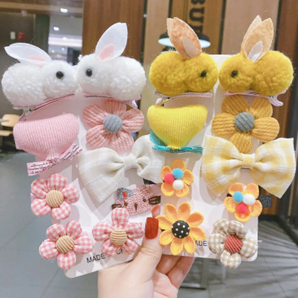 Cute Crocheted Hair Pins Knit Cotton With Alloy Snap Clip Elegant Rabbit Handmade Princess Hair Accessories