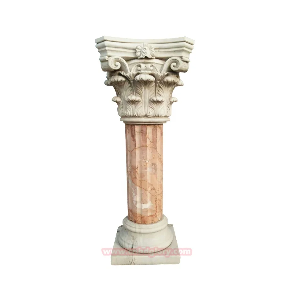 Indoor Luxury Stone Art Sculpture Wedding Decorative Base Polished Marble Pillar Design