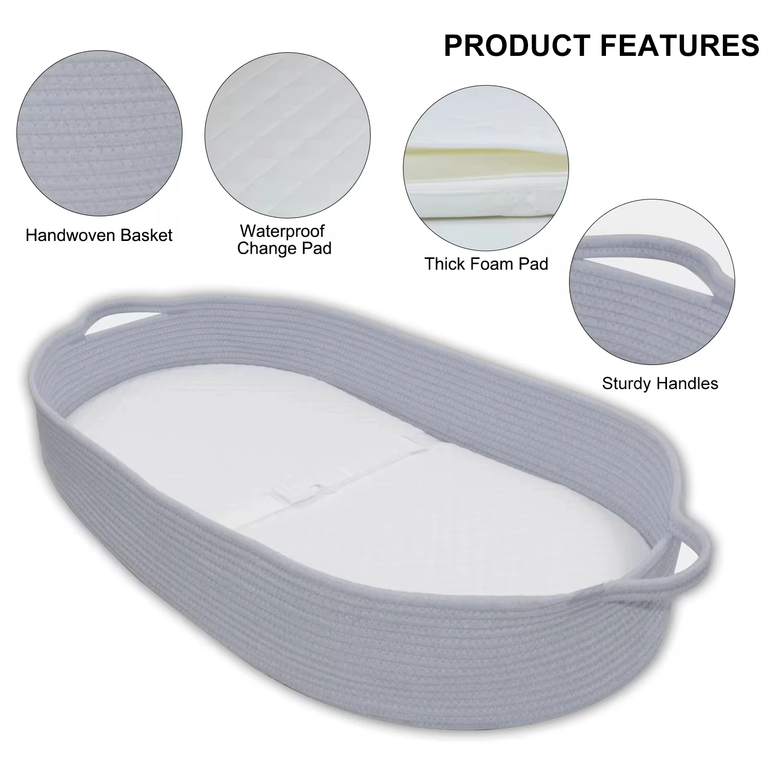 2024 Newborn Baby Gift Set Cotton Rope Baby Changing Basket with Diaper Caddy Basket