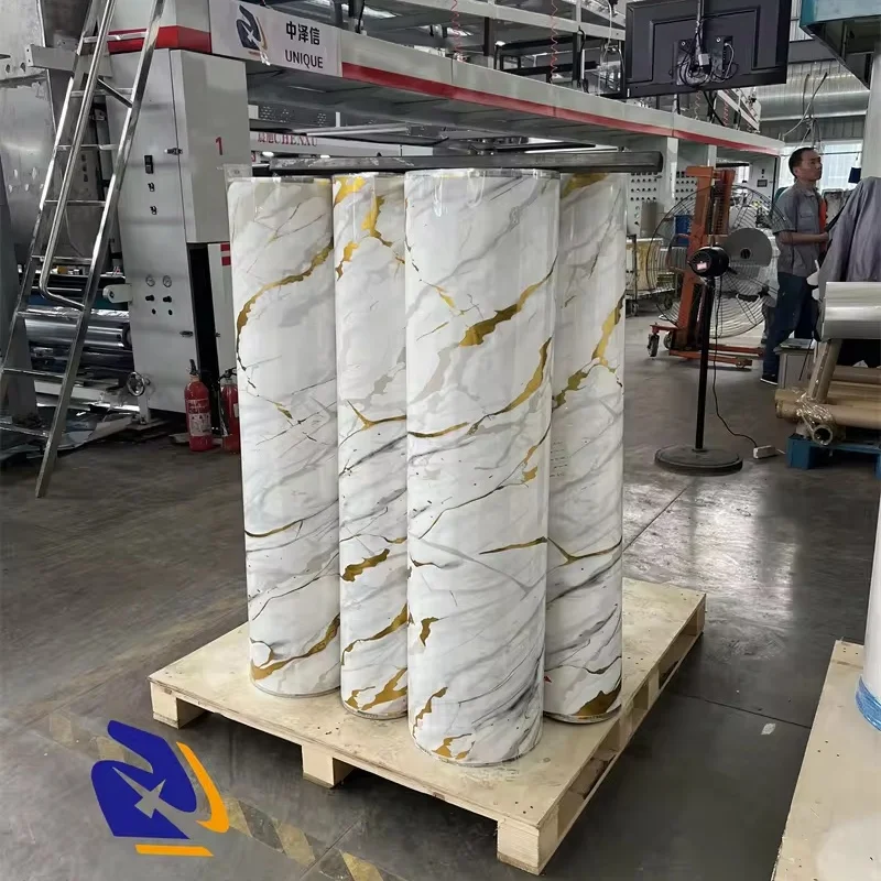 Gilding Marble Sheet PVC Interior Furniture Film 1.26m High End Decorative Hot Stamping Foils Heat Transfer Film Decorative