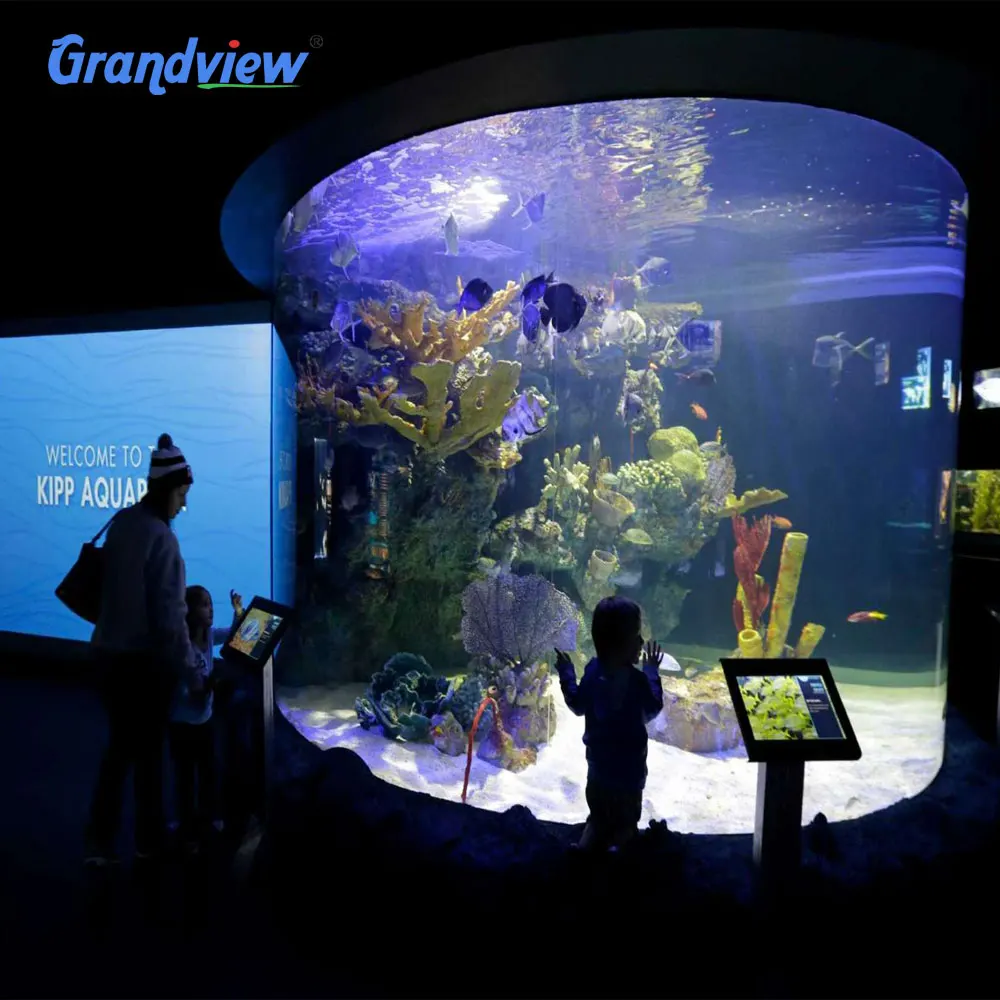 Grandview Custom Acrylic tank Aquarium ultra clear glass cylinder round aquarium semi-circle HD glass fish tank