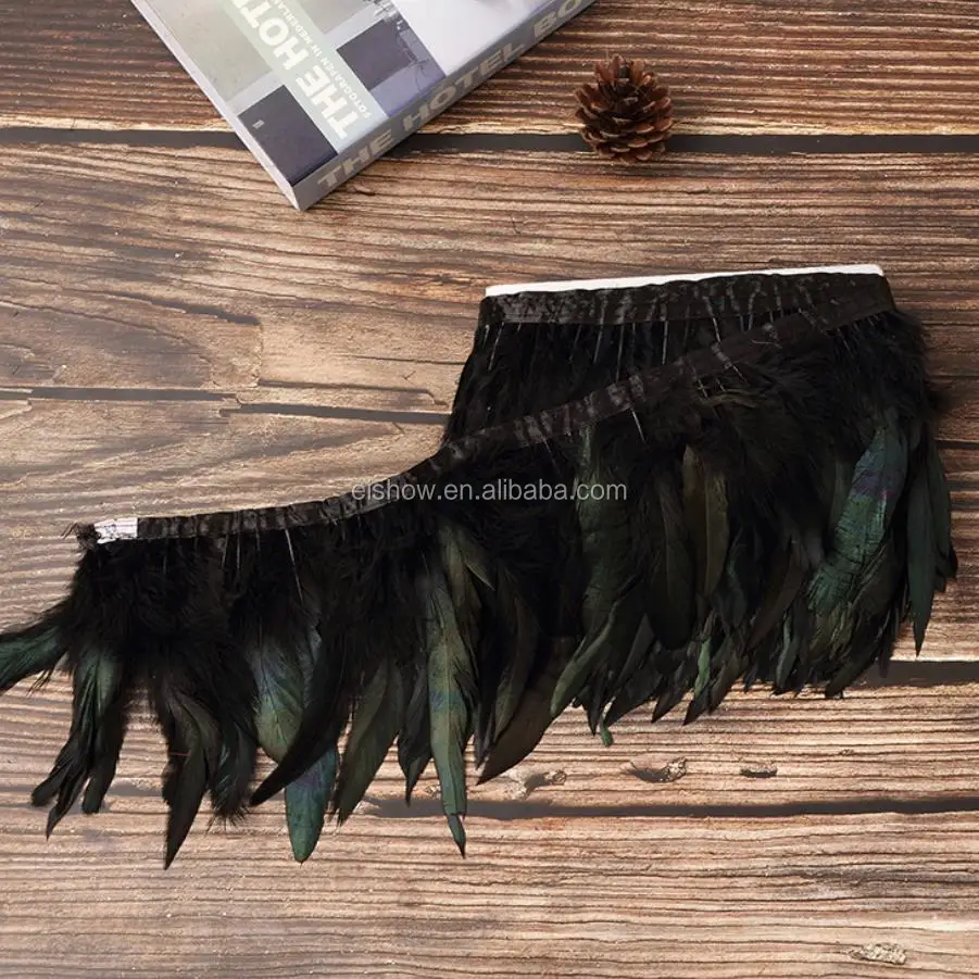 hot sale chicken material black feather trim for dance dress