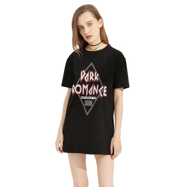 summer casual top korean design loose fashion  t shirt dress women ladies long t shirt womens graphic t shirt