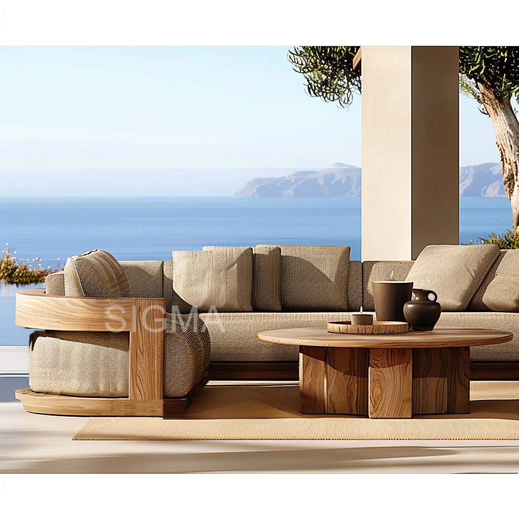 High-quality New style solid wooden outdoor furniture set Luxury teak patio garden table single oval coffee table