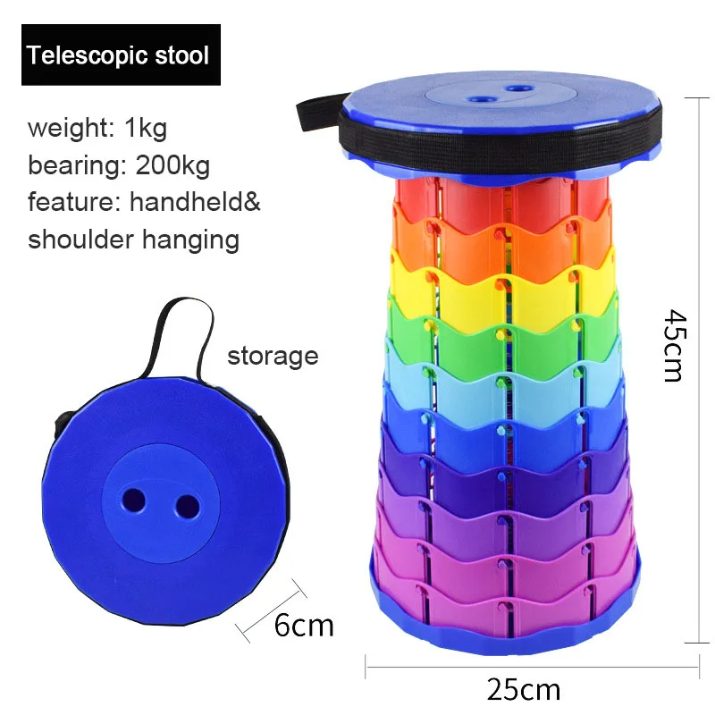 Custom Color Retractable Plastic Stool Portable Multi Layers Collapsible Telescopic Foldable Plastic Stool  Stools Ottomans