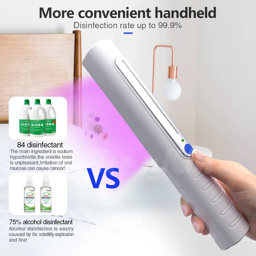 UV-C легкий портативный складной УФ стерилизатор палочка ультрафиолетового света для путешествий и дома отеля туалет автомобиль животное чистящее