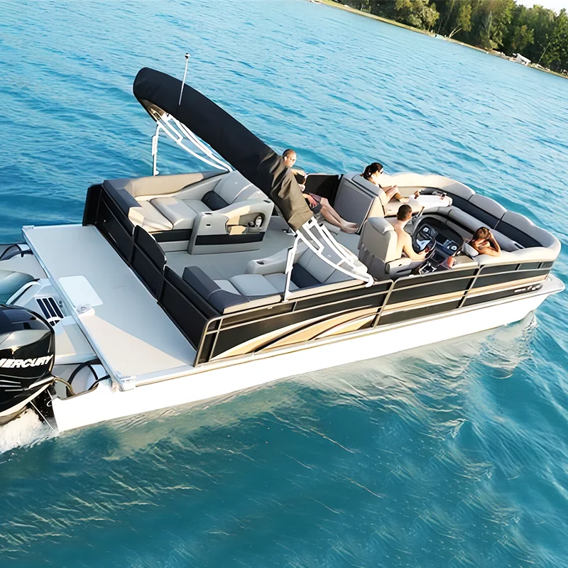 Factory direct sales of the latest boat, the cheapest aluminum pontoon boat with 25 feet and 7.5 meters.