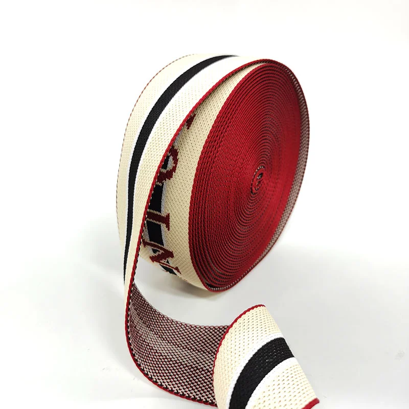Imitation nylon color interlaced rubber band clothing stripe jacquard elastic band webbing