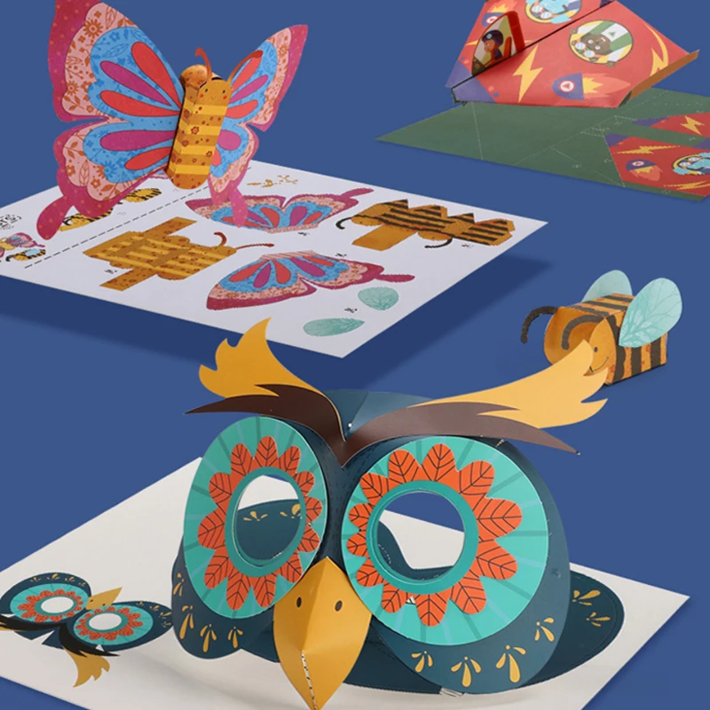 3d animal Fun Baby Puzzle Origami Folded Paper Cut Diy Children paper-cut Handmade Papers Crafts Set Origami Toys game