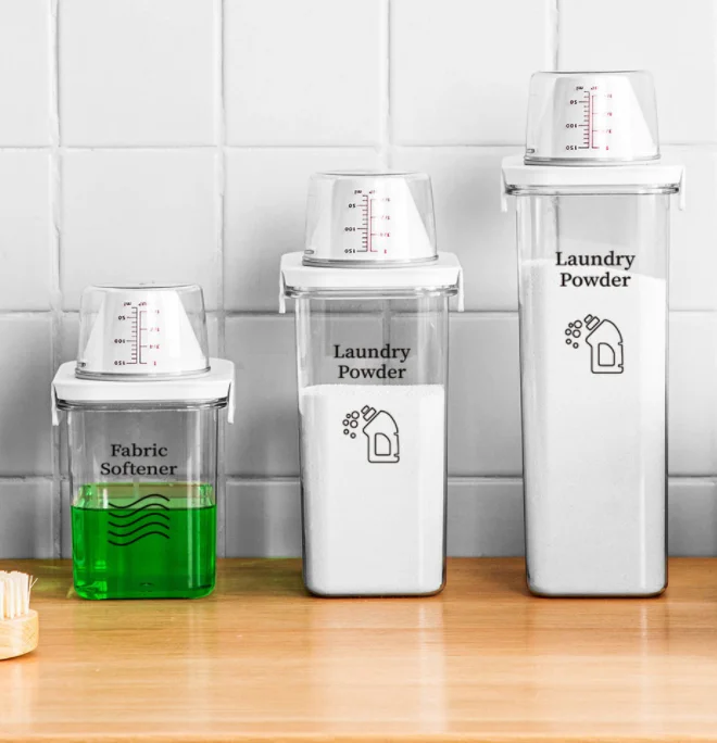 1.1/1.8/2.3 L Large laundry soap dispenser,Clear detergent holder,laundry detergent storage & laundry detergent organizer