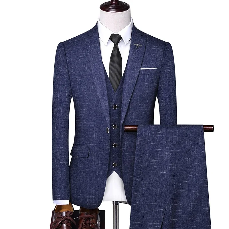 New British Style Slim Suit Wedding Suit Dress Business Casual Three Piece Set Men Suit