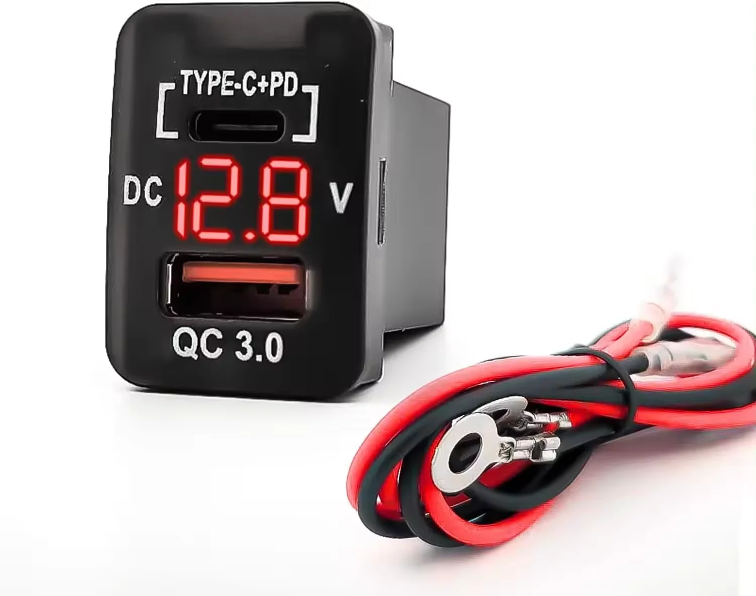 DC 12V 24V Panel Mount USB Outlet LED Voltmeter Dual USB C PD QC3.0 Dual Port Car Charger Socket for Toyota