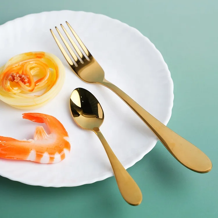 Set of 4 Pieces Stainless Steel Cutlery Sets Gold Plating Fork Spoon Knife Tableware Set Restaurants