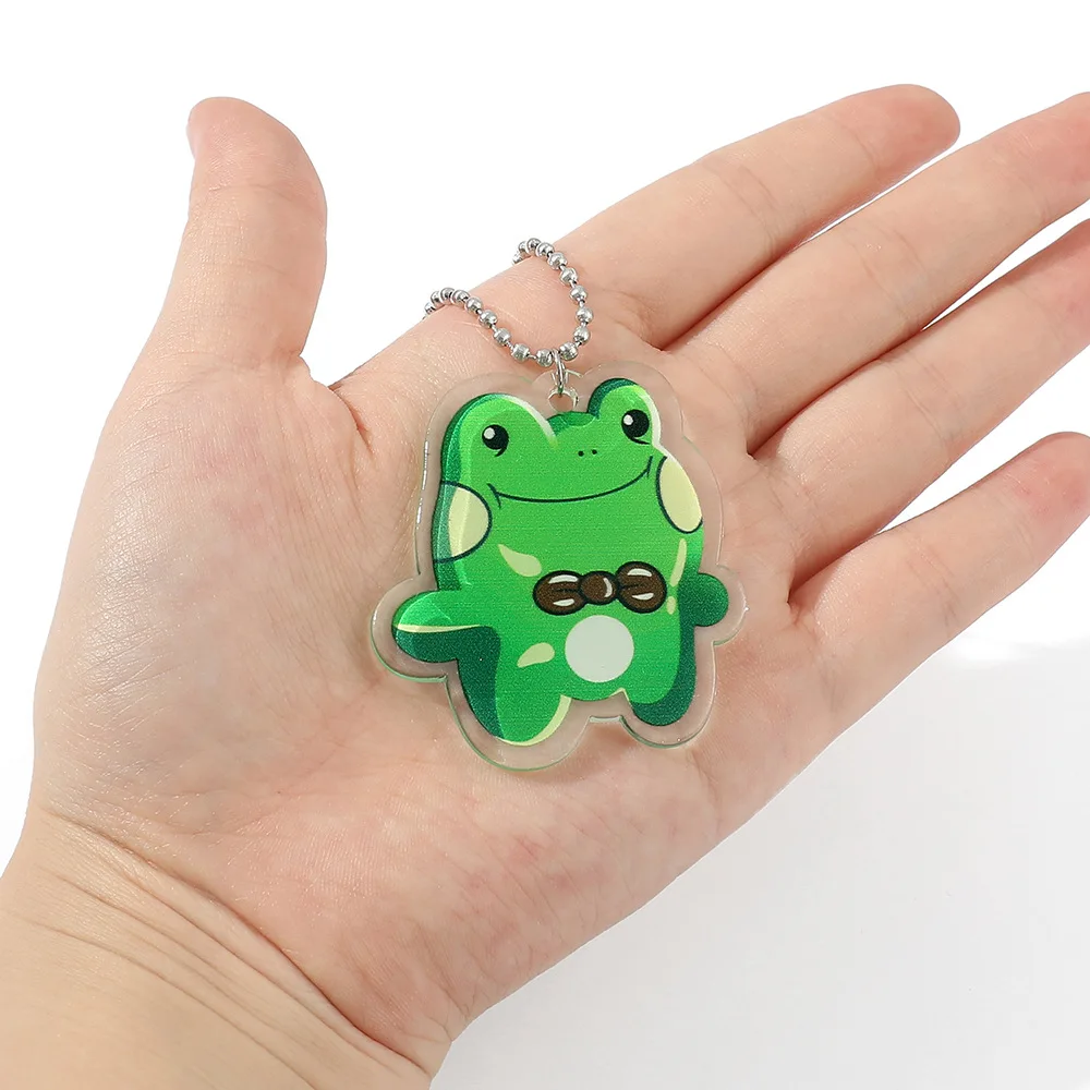 Creative Cute 2 Styles Green Animal Keychain Pendant Cartoon Frogs Necklace Frog Keychain for Gift