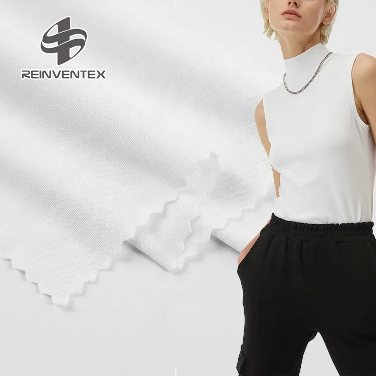 
1546 White classic 90 gsm knit cool touch jersey 100 polyester fabric for tshirt 