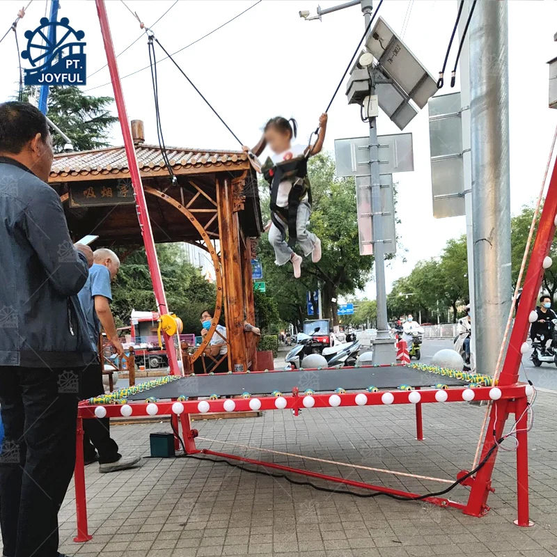 Cheap Price Outdoors Playground Amusement Park Facilities Trampolin Kiddie Rides Single Bungee Trampoline On Trailer