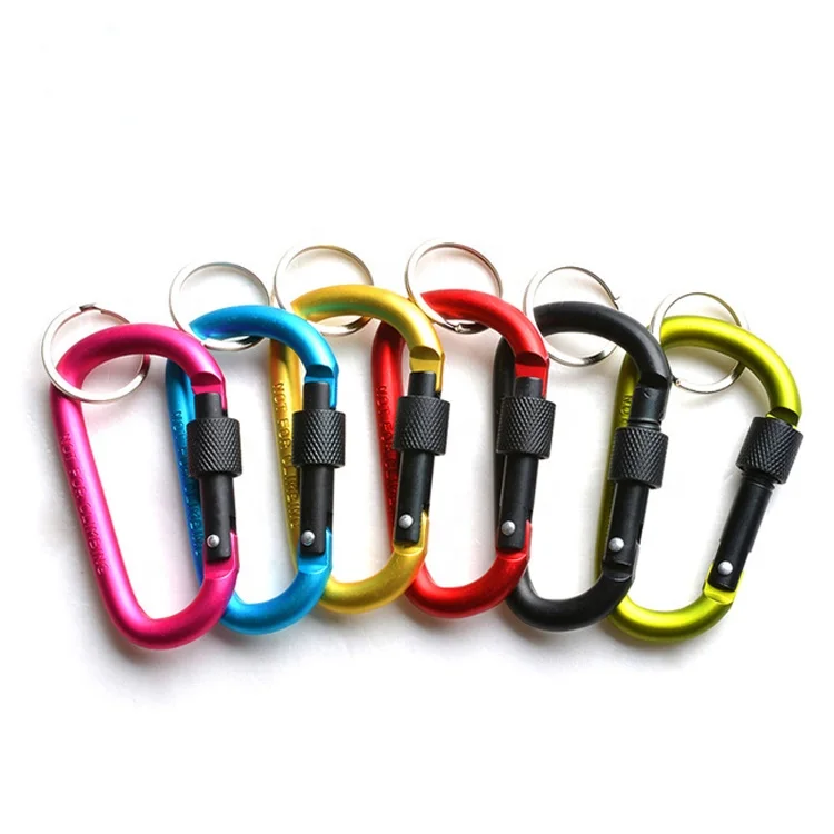 colored metal aluminum d shaped carabiner hook clip snap carabiner keychain