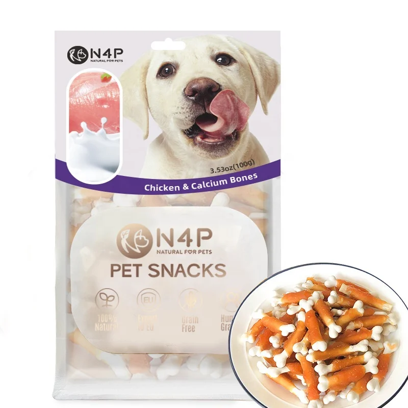 Manufacturer Supply N4P Organic Pet Dog Biscuit Treats Milk Chicken Calcium Bone Molar Teeth Cleaning Training