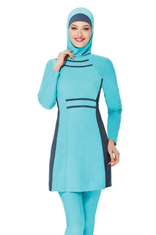 MOTIVE FORCE 3pcs Strips Patchjob Fashionable Muslim Islamic Swimwear Wholesale Burkini Muslim Swimwear Woman