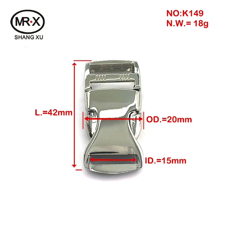 Factory wholesale Zinc alloy luggage buckle bag adjustment 15mm belt buckle