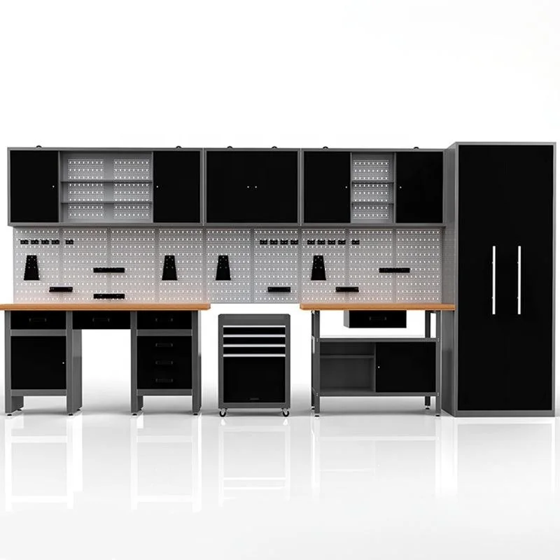 Heavy Duty Workbenches GARAGR Cabinet Iron Metal Tool Powder Storage System Customizable OEM Steel Coating Factory ALL ONE TECH