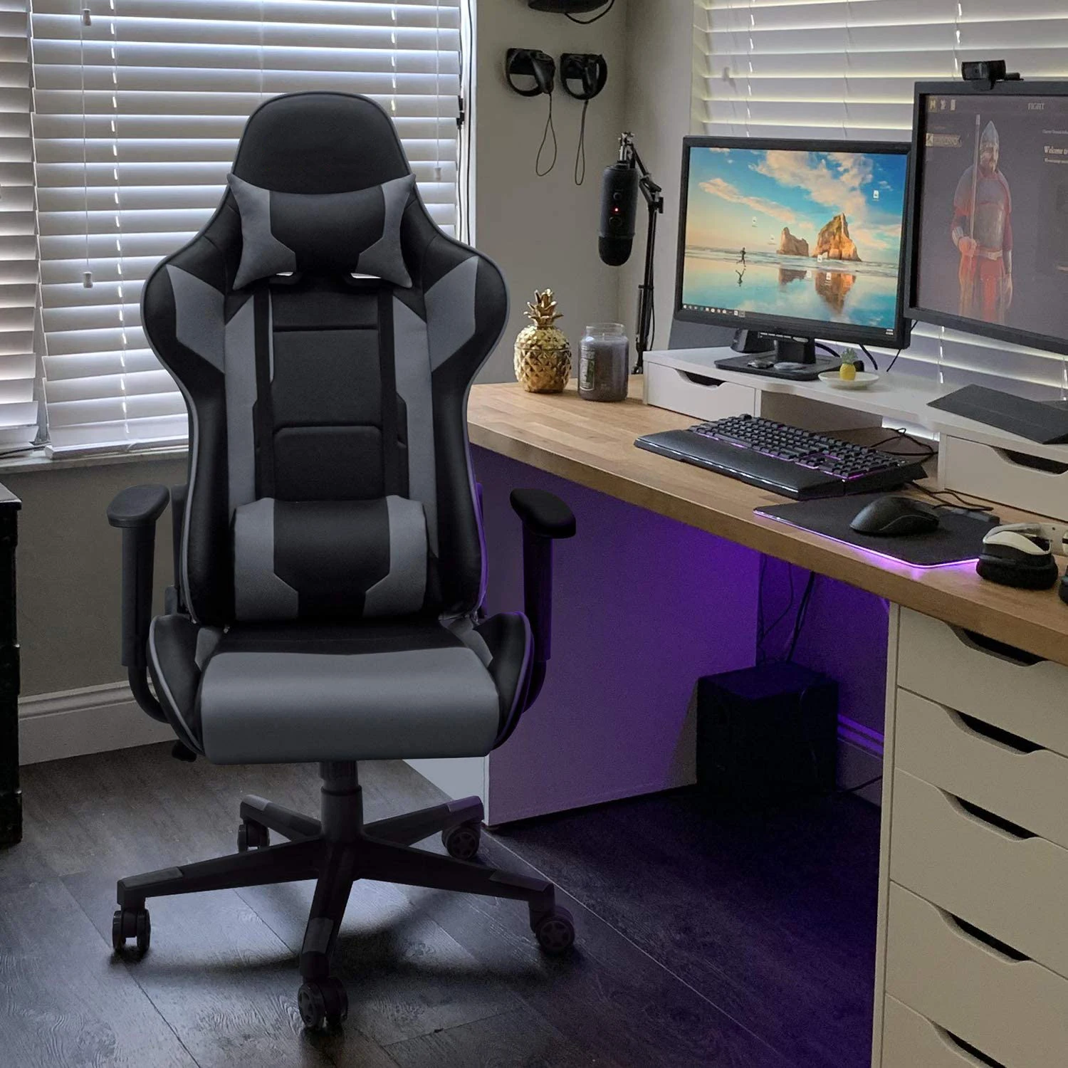 Игровое игровое кресло из искусственной кожи