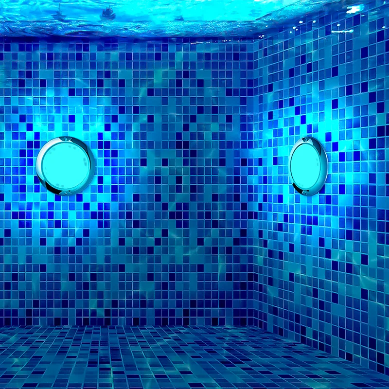 Refined Ultra thin 316L Stainless Steel IP68 Waterproof 10W 18W 24W 35WSwimming Pool Lighting Fully Resin Filled LED Pool Lights
