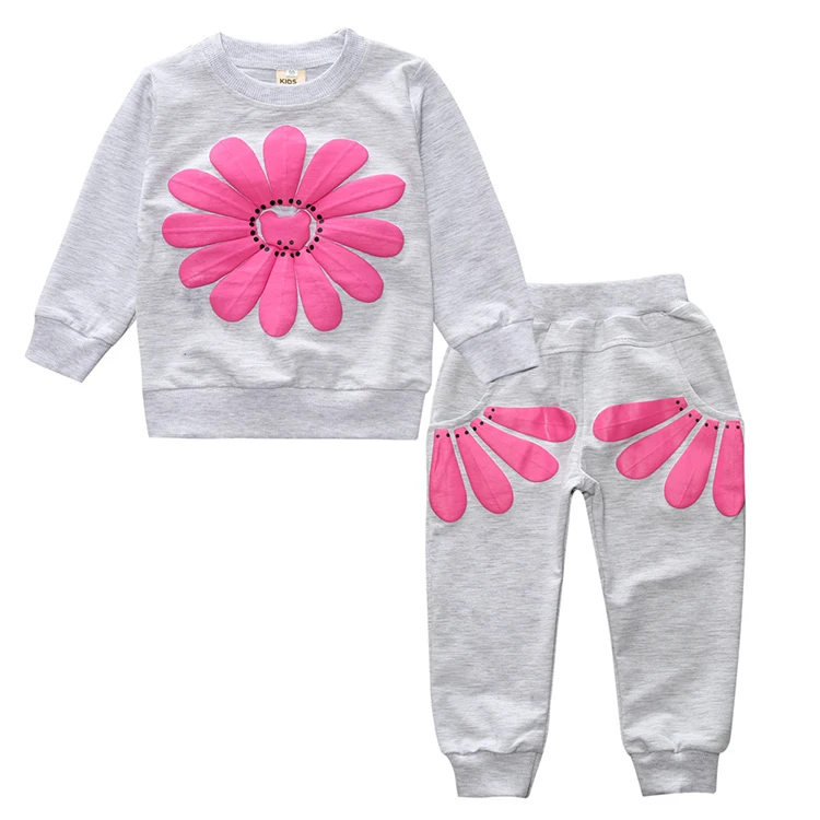 Spring flower print kids jogger suit sweatsuit set toddler clothing toddler girl clothes