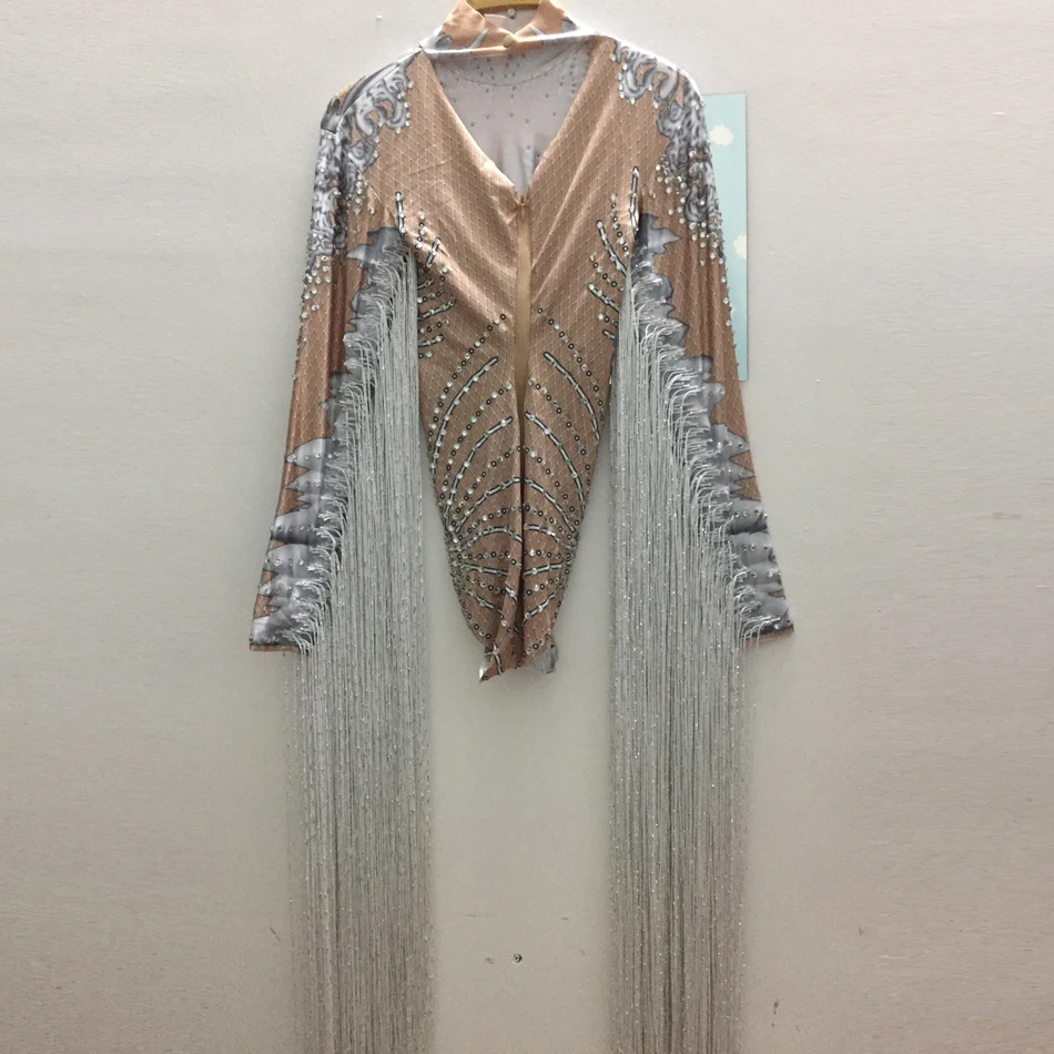 2022 Women Club Wear Sexy Rhinestone Romper Floral Woman Bodycon Clubwear Ladies Romper Tassel Crystal Embellished Jumpsuit