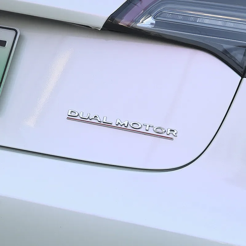 3D Raised DUAL MOTOR Underlined Letters Emblem for Tesla Model 3 Y X S Car Styling High Performance Trunk Badge Sticker
