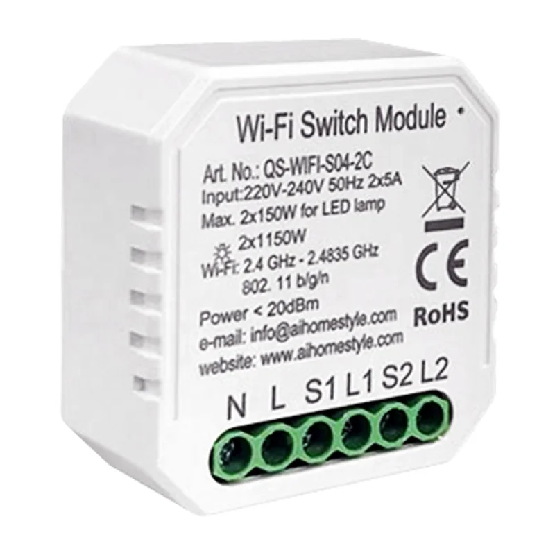 Tuya App 2 Gang OEM WiFi LED Light Switch Smart Home WiFi Wall Switch Works with Alexa Google Home