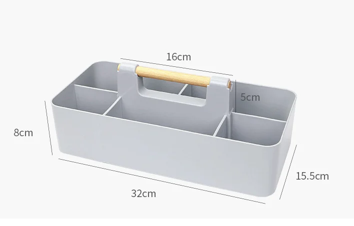 Creative classification wooden handle desktop Plastic storage basket for sundries Table storage box Desk Organizer